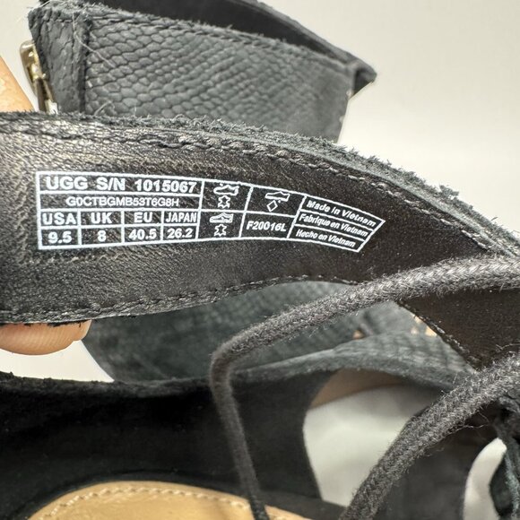 UGG Yasmin Gladiator Style Lace Up Wedge 1015067 Black Womens Shoes Sandals 9.5 - Picture 7 of 7